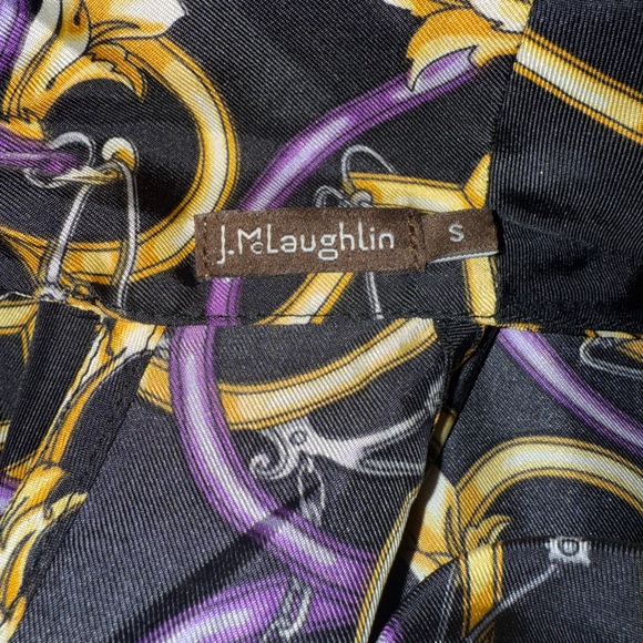 J. McLaughlin Halter Silk Equestrian Print Back Tie Blouse Small Like New - Picture 5 of 8